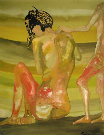 Amigas vendida Industrial Canvas Nude Paintings