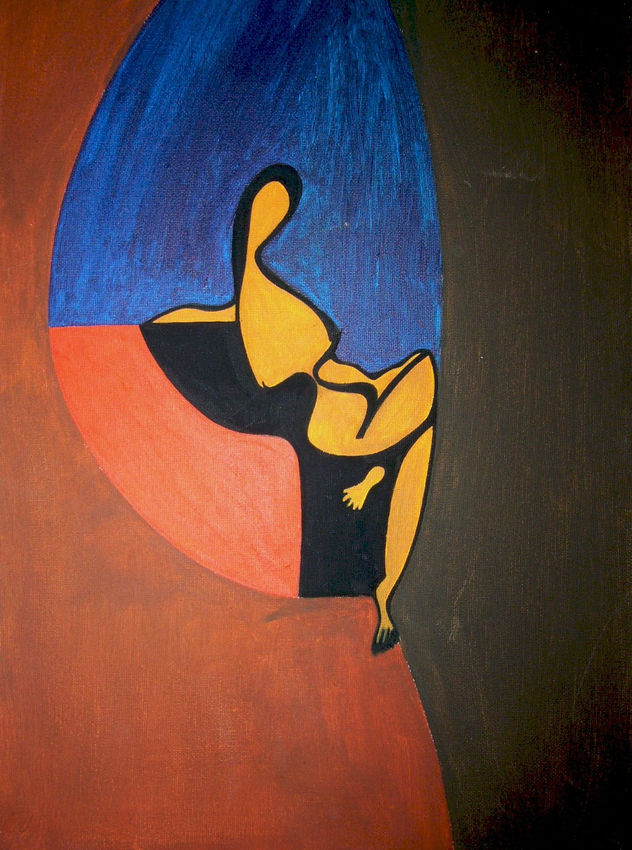 Mujer sentada descansa mucho