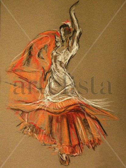 Bailaora flamenca Pastel Papel Figura