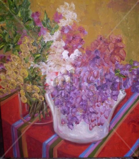 Siemprevivas Oil Canvas Floral Painting