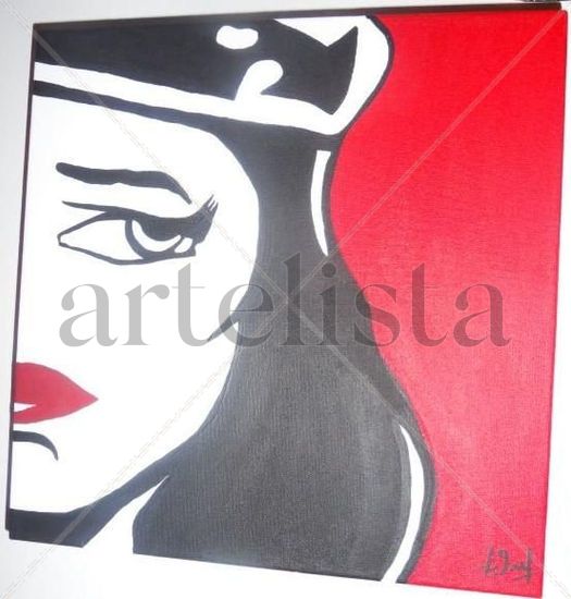 cara nujer fondo rojo Oil Canvas Figure Painting