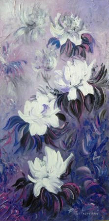 1098 Oil Panel Floral Painting