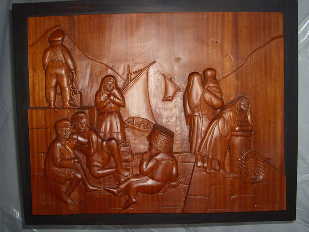 Porto de Cangas,principios do seculo  XX //puerto de Cangas,principios del siglo XX Wood Figurative