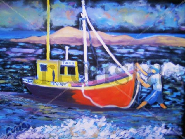 al regreso de la pesca Oil Canvas Marine Painting