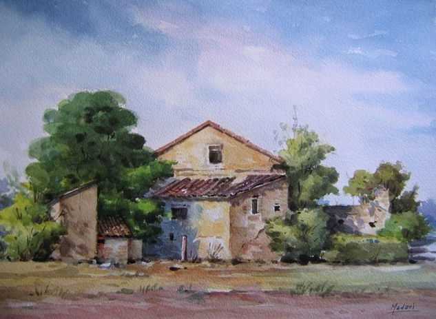 casa antigua Acuarela Papel Paisaje