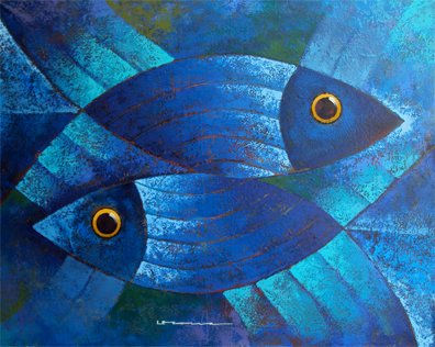 serie peces Acrylic Canvas Marine Painting