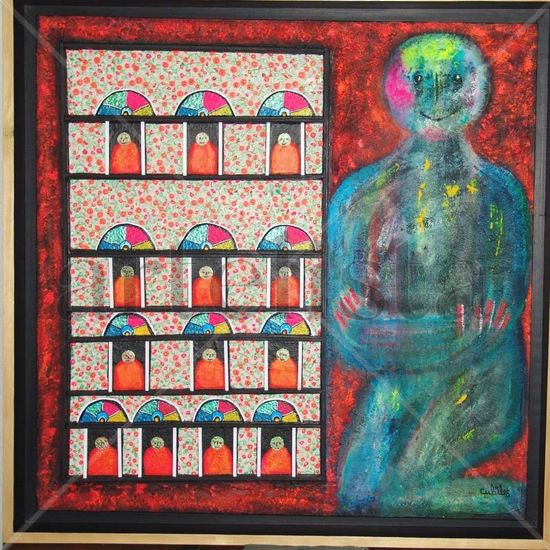 "CIUDAD DE FANTASMAS" Mixed media Textile Figure Painting