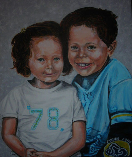 Quillian et Eloïse Acrylic Textile Portrait