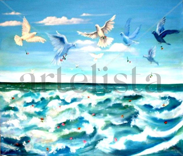 Homenaje a las víctimas del terrorismo de Estado Oil Canvas Marine Painting