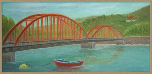 Barca junto al puente (pastel)