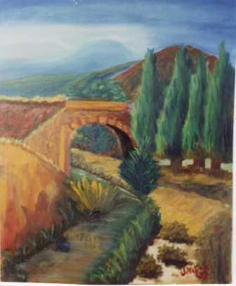 RIO BAJO EL PUENTE Oil Canvas Landscaping