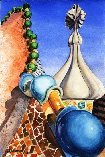 Casa Batlló Acuarela Papel Paisaje