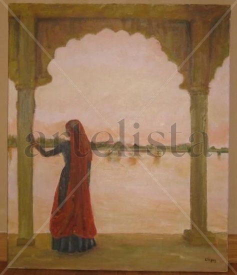 Mujer con sari Oil Canvas Figure Painting