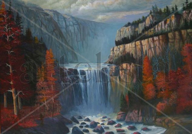 Crimsom Falls Oil Canvas Landscaping