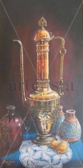 jarra de bronce y timbas del magreb Oil Canvas Landscaping