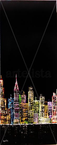 Anochece en NY Oil Canvas Others