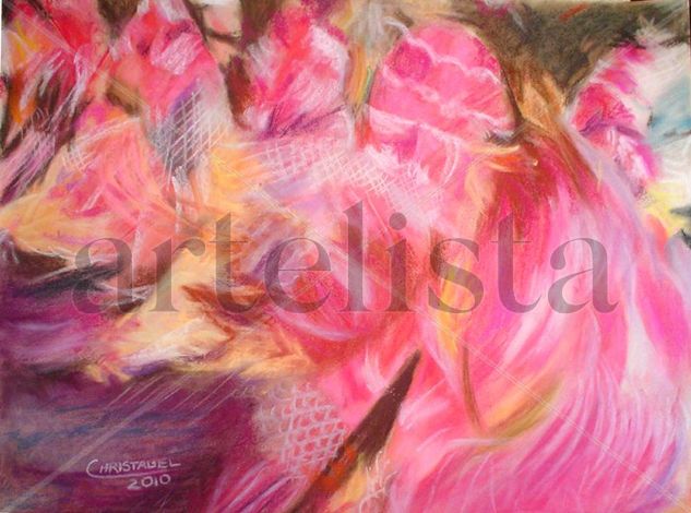 Perspectiva rosa Pastel Card Figure Painting