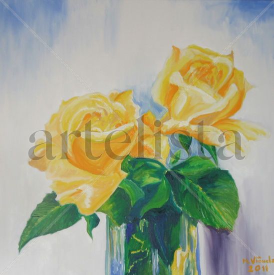 ROSAS AMARILLAS Oil Canvas Floral Painting