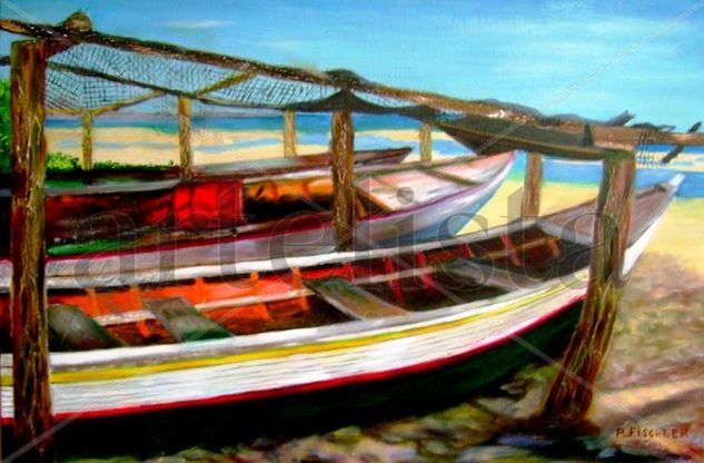 BOTES DE PESCA Oil Canvas Landscaping