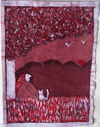 Batik. vieja con gato