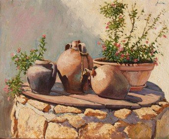 Pozo con botijos Oil Canvas Landscaping