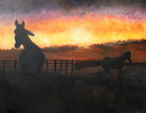 Caballos al atardecer
