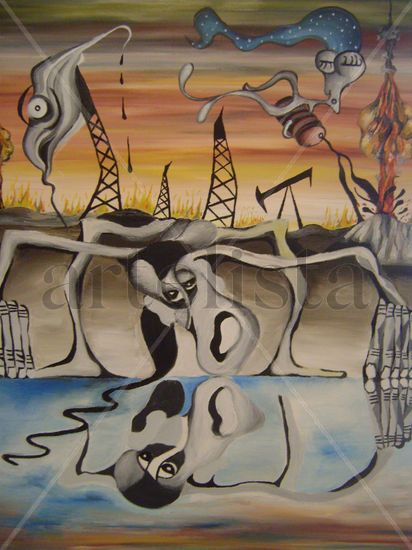 petroleo vs agua Oil Canvas Landscaping