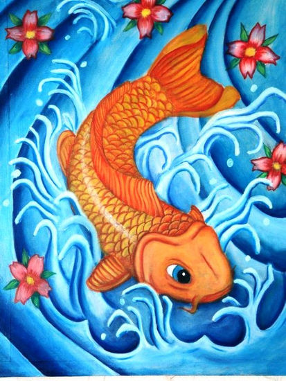 Mi pez Koi Oil Canvas Others