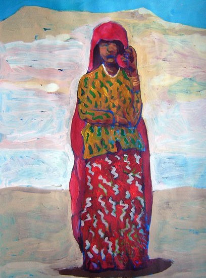 Mujer india Acrylic Paper Figure Painting