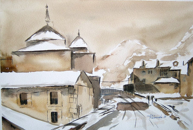 Pueblo nevado Watercolour Paper Landscaping