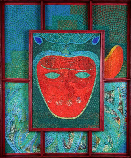 Corazón  en las  fauces de  Quetzalcóatl Oil Canvas Figure Painting