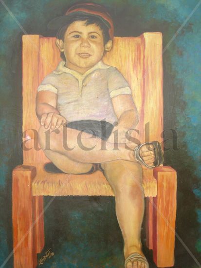 Retrato de Carlitos Oil Canvas Portrait