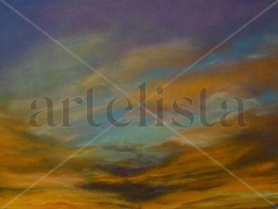 Atardecer en el cielo Pastel Papel Paisaje