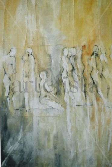 Figuras en vertical Acrylic Canvas Figure Painting