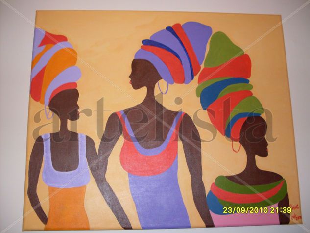 Mujeres Africanas Óleo Lienzo Paisaje