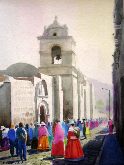 Iglesia Santa Catalina Watercolour Card Landscaping