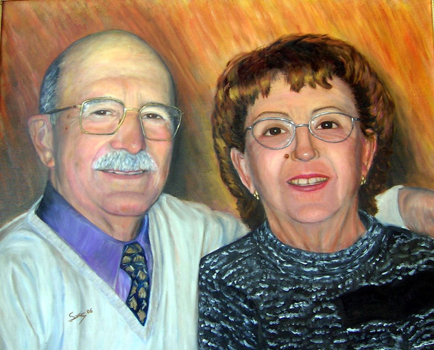 Jaime y Manolita Oil Canvas Portrait