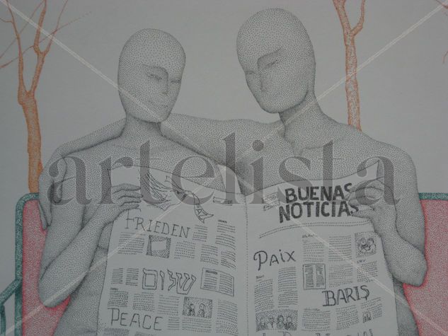 Buenas Noticias Ink Paper Figure Painting