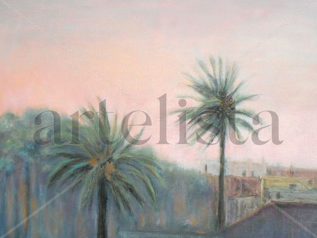 Paisaje con palmeras Oil Canvas Landscaping