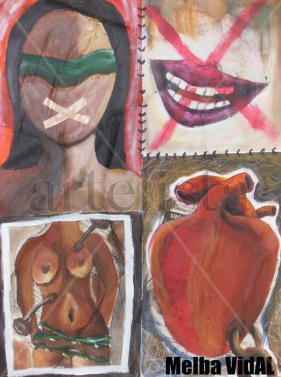 Auto-censura Mixed media Textile Figure Painting