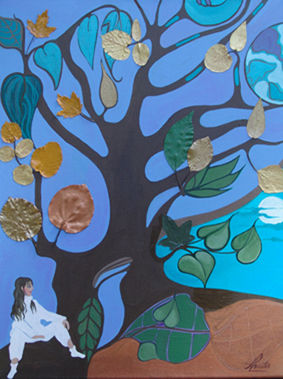 Ana y el àrbol de la luna Acrylic Canvas Landscaping