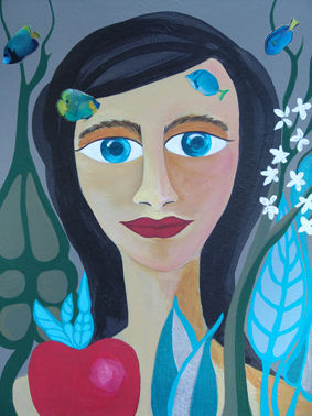 Delfina y la manzana Acrylic Panel Portrait