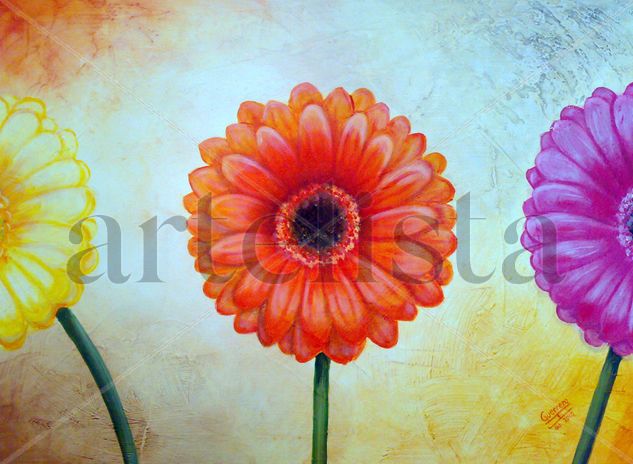 Gerberas Acrílico Tabla Floral