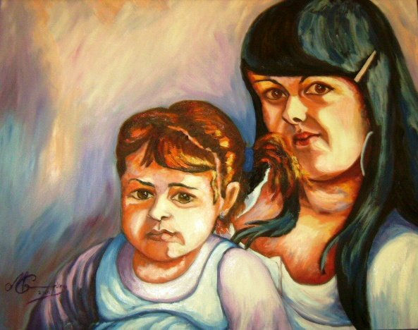 maternidad Oil Canvas Figure Painting