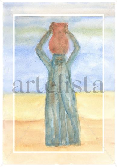 MUJER BURKA Watercolour Paper Portrait