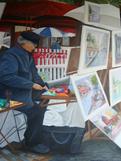 Pintando en Paris Oil Canvas Landscaping