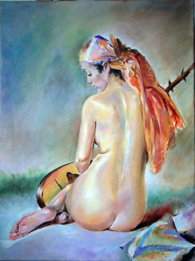 desnudo de mujer con laud