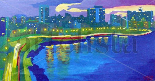 Anochecer en la Habana / Dusk in Havana Acrylic Canvas Landscaping