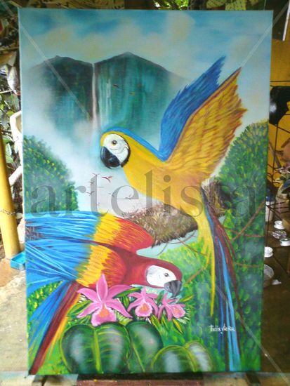 guacamayas Oil Canvas Landscaping