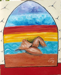 Desnudo ventana al mar